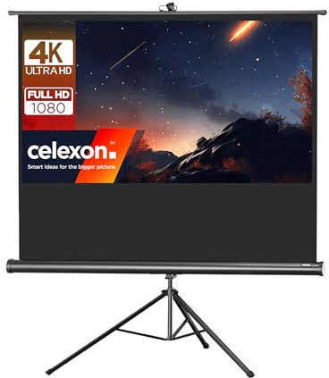 celexon Pantalla trípode para Escuela, proyección, presentación y Cine en casa Básica - Negro - 133 x 75 cm - 60 - 16:9