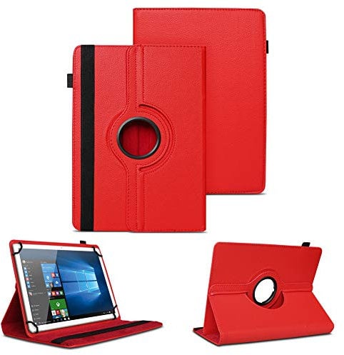 NAUC Tablet Schutzhülle kompatibel mit Wortmann Terra PAD 1006V2 1006 1005 1004 Hülle 360 Grad Drehbar Tasche für Tablets ultradünne Kunstleder Tablethülle Standfunktion, Farben:Rot