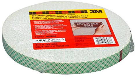 3M 4026 Doppelseitiges PU-Schaumstoff-Klebeband, 50 mm x 33 m, 1.6mm, Beige (5-er Pack)