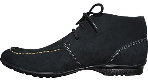 German Wear Leder Desert Boots Stiefeletten Schnürschuhe Wildleder Schuhe Blau, Beige, Braun & Schwarz 43 EU Dunkelblau