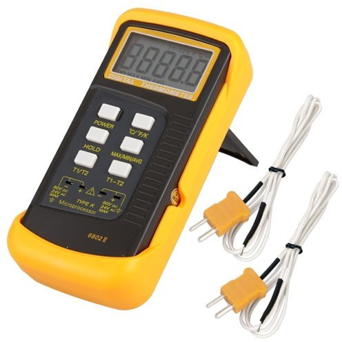 BW Digitales Thermometer 2 Wege K-Typ Sensor Temperatursonde Dual Zwei Kanal Digital Thermometer 2K-Typ Thermoelement Sensor 1300°C 2372°C