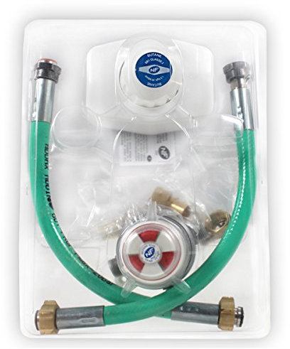 Favex - Kit raccordement gaz - Kit Butane bi-bouteille - Lyres inox 35cm - 1.3kg/h - 28mbar