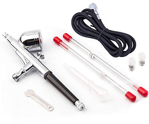 Fengda Pistóla de aerógrafo Kit FE-130K con Aguja/Boquilla de 0,2/0,3/0,5 y Tubo.