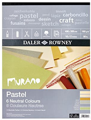 Daler-Rowney Murano 160gsm 16 x 12in Pastel Paper Pad 30 Sheets Neutral | Honeycomb Texture, Glued 1 Side, Cotton Content, Assorted Colours, For Professional Artists & Students