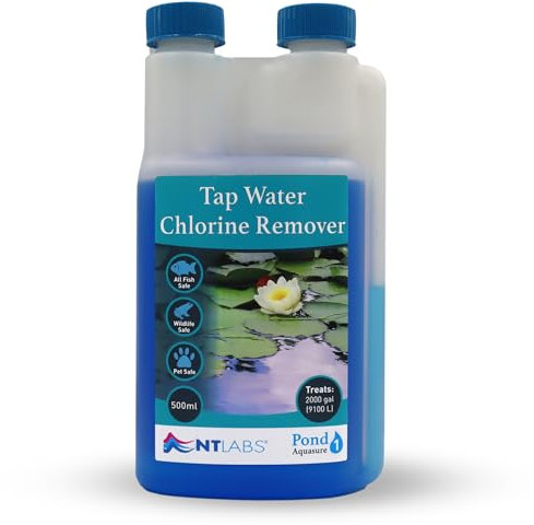 NT Labs Pond Aquasure, Tap Water Chlorine Remover, Pond Dechlorinator, Removes Chlorine, Chloramine, Other Halogens and Heavy Metals Making Pond Water Safe for Fish (500ml - Treats 9100L)