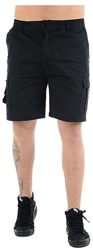 MyShoeStore Men's Cargo Combat Shorts 6 Pocket Cotton Blend Casual Summer Beach Work Shorts Black 2XL