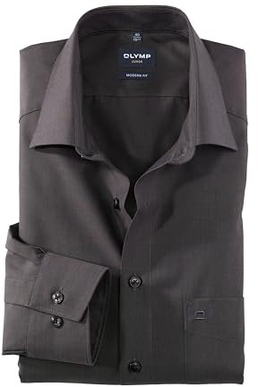OLYMP Luxor Herren Hemd / Modern Fit / Langarm- Gr. 48, Anthrazit