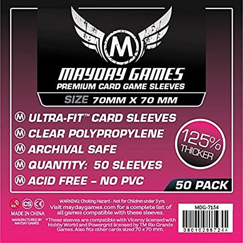 50 Mayday 70 x 70 Small Square Premium Card Sleeves Board Game - Brettspiel Hüllen