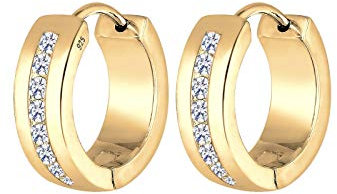 Elli Ohrringe Damen Basic Creolen Creole mit Zirkonia Steinen Kristalle in 925 Sterling Silber