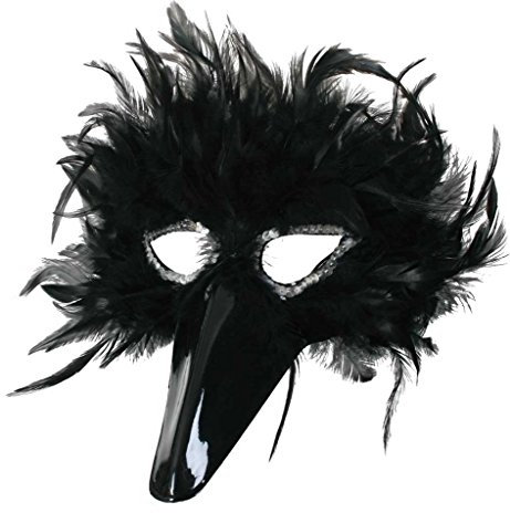 Federdomino schwarz Karneval Fasching Mottoparty Augenmaske Federmaske Vogelmaske Karnevalszubehör Zauberwelt Vogel Gesichtsmaske Maskerade