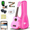 Everjoys Ukulele Soprano per Principiante Bambino Adulto Uculele da 21 Pollici con Borsa, Accordatore, Corde Aggiuntive, Cinturino, Plettri, Rosa