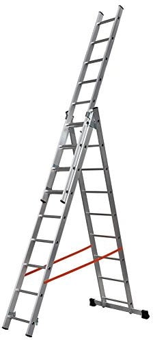 Gierre UB-AL415 AL415-Escalera 3 tramos combinada de Aluminio Modula 3x9, Negro, 9 peldaños