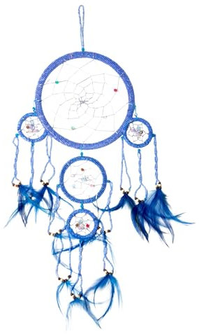 Großer 50cm x 16cm Dreamcatcher Traumfänger Blau Lila Glitzer Perlen