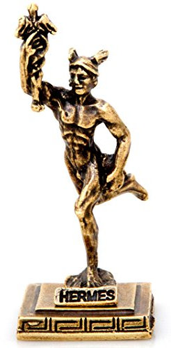Antike griechische Zamak Schlüsselanhänger Miniatur Statue von Hermes (Gold)