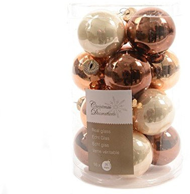 Kaemingk 16 palline per albero di Natale, mix marrone in vetro 35 mm di diametro
