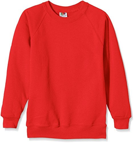 Fruit of the Loom Childrens Unisex Raglan Sleeve Sweatshirt (9-11) (Red)