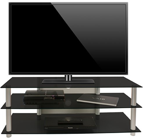 VCM TV Möbel | Lowboard | Kabelführung | Maße H. 45 x B. 112 x T. 40 cm | Fernseh Möbel - Zumbo Schwarzglas