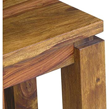 MASSIVMOEBEL24.DE Beistelltisch Sheesham braun lackiert Metro Life #166 | 40x40x45 cm (BxTxH) 13 kg Modern zerlegt vollmassiv
