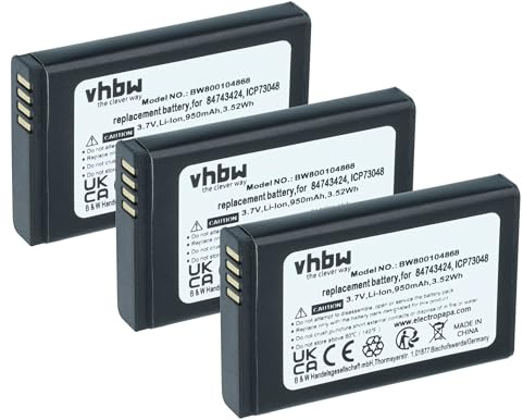 vhbw 3X Akku kompatibel mit Spectralink 5020 | 7520, 5040, 7212, 7502, 7202, 7532, 7522, 3040 schnurlos Festnetz Telefon (950 mAh, 3,7 V, Li-Ion)