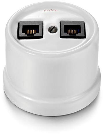 Fontini 30-706-17-2 - Doble toma telefono 6 vias porcelana blanco pack