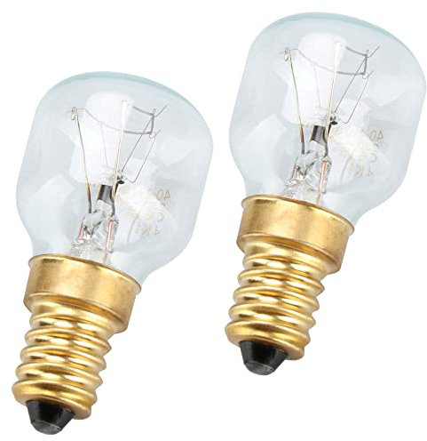 com-four® 2x Backofen-Lampe bis 300° C, warmweiße Herd-Glühbirne 40W, E14, P45, 230V (02 Stück - 40W goldfarben)