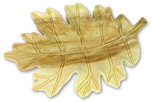 Thai Gifts Wooden Leaf Bowl - Oak Leaf Fruit Bowl