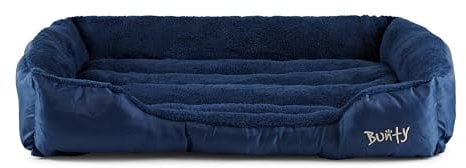 Bunty Deluxe Dog Bed - Small, Medium to XXL Calming Washable Dog Bed - Non-Slip Base, Raised Walls, Fleece Lined Interior, Plush Cushioning, Insulates & Retains Heat - XXL, Blue