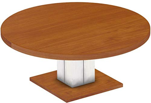 B.R.A.S.I.L.-Möbel Brasilmöbel Couchtisch Rio UNO Rund 120 cm Kirschbaum Weiß Wohnzimmertisch Holz Säulentisch Pinie Massivholz Stubentisch Beistelltisch Größe und Farbe wählbar