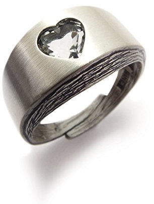 Nord-Form - Damenring mit Bergkristall in Herzform 925/ Silber - Größenverstellbar
