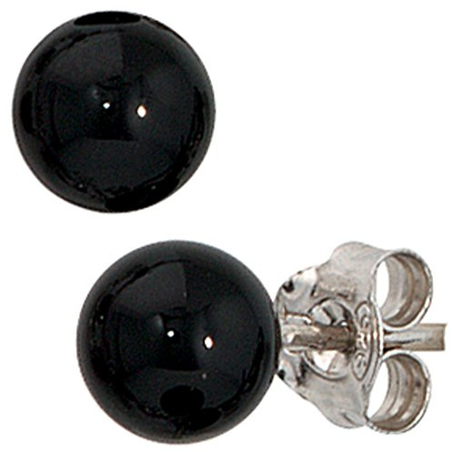 Jobo Damen-Ohrstecker aus 925 Sterling Silber mit Onyx Rund
