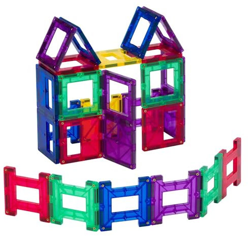 Playmags 3D Magnetische Blöcke für Kinder - Magnet Blöcke Lernen Formen, Magnete Kinder, Spielzeug ab 3 Jahre, Farben & Alphabet STEM Magnetic Spielzeug entwickelt Motorik (24 teiliges Set)