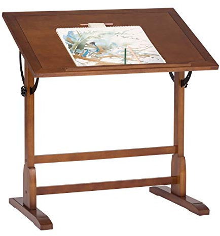 SD STUDIO DESIGNS Eichenholz, verstellbare Tischplatte Top Einstellbarer Basteltisch Zeichentisch Hobbytisch Schreibtisch Studioschreibtisch, Pappelholz, Rustikale Eiche, 36''W x 24''D