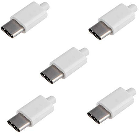 Cablecc Set di 5 connettori di tipo SMT, 24 pin, USB 3.1, tipo C, maschio, con SR da 3,5 mm e copertura alloggiamento