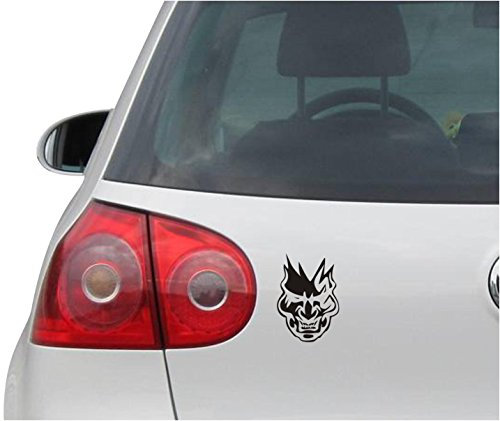 INDIGOS UG Auto Aufkleber Devil Demon Skull Death schwarz - 88mmx88mm - Autoaufkleber - Tuning - Sticker - Heckscheibe - Fahrrad - Motorrad - UV beständig