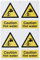 Scan 1309 englisches Warnschild mit Aufschrift „Caution Hot Water, selbstklebend, PVC, 200 x 300 mm, 4 pro Blatt, Weiß
