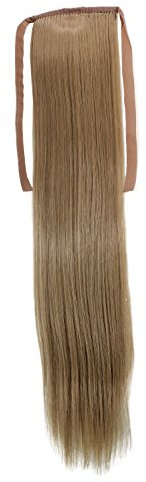 WIG ME UP - YZF-TS18-16 Haarteil, Zopf schmal Seitenzopf Cosplay Asch-Blond glatt 18inch/ 45cm Band Haar-Klammer Haarverlängerung