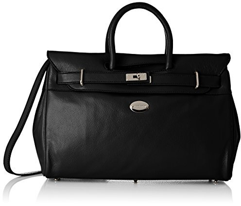 Mac Douglas - Sac à Main Noir en Cuir de Buffle - Le PYLA de la collection BUNI - Taille XS : 34,5 * 25 * 12,5 cm - Porte-clef amovible - 3 poches intérieure dont une zippée – Bandoulière amovible