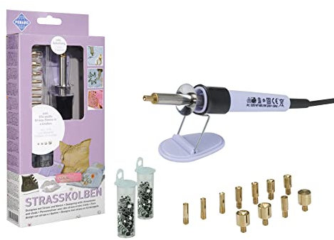 Pebaro 0251 Strass Set, Strasskolben, 12 Aufsätze für verschiedene Größen, 576 Strasssteine, Hotfix Applikator Glitzersteine auf Stoff, Leder, Papier etc., Kreativ Set, Basteln, Designen, Handarbeiten
