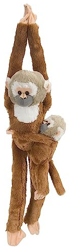 Wild Republic 14480 Republic 15264 - Plüschtier - Hanging Monkey - Totenkopfäffchen, Mama mit Baby, 51 cm, Schwarz und Weiß, 20