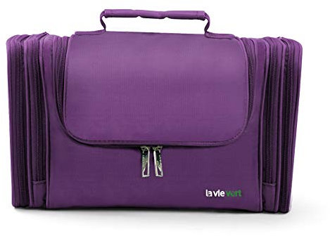 Lavievert Toiletry Bag/Makeup Organizer/Cosmetic Bag/Portable Travel Kit Organizer/Household Storage Pack/Bathroom Storage with Hanging for Business, Vacation, Household - Purple