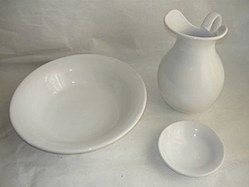 Set Toilette in Ceramica per Lavabo in Ferro o Legno Bagno Antico Bianco