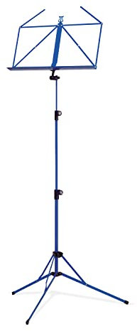 K&M 100/5 Notenpult Blau – Ausziehbarer Notenständer 50-130 cm - klappbare Notenablage, faltbares Metall-Stativ