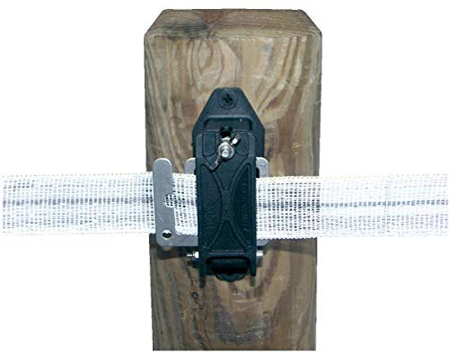 horizont Isolator Weidezaun TURBOMAX I-40plus, Bandisolator schwarz, 4 Stück, ohne Verbindungsplatte, Band bis 40 mm, Litze bis 4 mm, Seil bis 8 mm, Streckenisolator, Anfangs-/Eckisolator