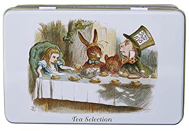 New English Teas Alice in Wonderland Tea Selection Tin - 100 Tea Bags | English Breakfast + Earl Grey Blends