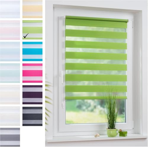 Liedeco® Duo Rollo Klemmfix - 80 x 210 cm Apple Green/lichtdurchlässig/stufenlos verstellbar/leichte Innen-Montage ohne Bohren mit Klemmträgern