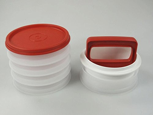 TUPPERWARE Küchenhelfer Hamburger-Maker Former Presse Frikadellen + Behälter (5)