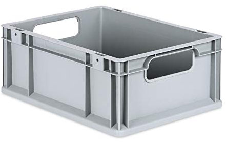 aidB Eurobox NextGen Economy 400x300x170mm – Robuste Aufbewahrungsbox 16L – Stapelbare Kunststoffbox mit offenen Griffen – Plastikbox für Lager, Transport & Aufbewahrung – Industriequalität - Grau