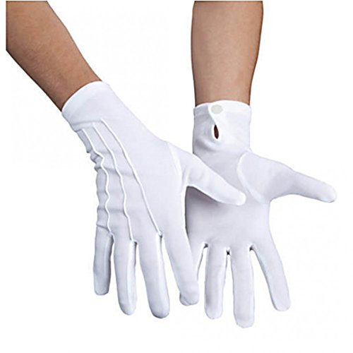 Festartikel Müller Damen Handschuhe mit Knopf Baumwolle Weiß Gr. S-M Fasching, 903.177.02