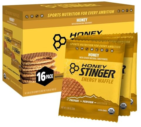 Honey Stinger Organic Honey Waffle, Energy Stroopwafel for Exercise, Endurance and Performance, Sports Nutrition for Home & Gym, Pre and Post Workout, 16.96 Ounces (Pack of 16)