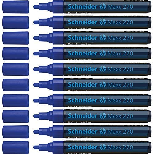 Schneider Maxx 270 Lackmarker (Rundspitze, Spitze austauschbar, 1 - 3 mm) 10er Packung blau